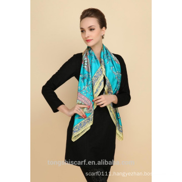 new fashion ladies silk print square scarf